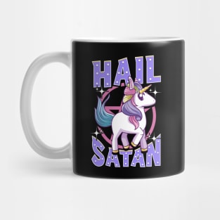 Cute & Funny Hail Satan Unicorn Satanic Metal Pun Mug